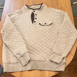Faherty Beige Quilted Crewneck Sweater